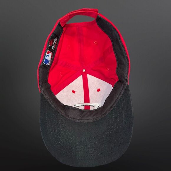 OC Sports CINCINNATI REDS Black & Red Adjustable Baseball Cap Hat - Picture 5 of 7